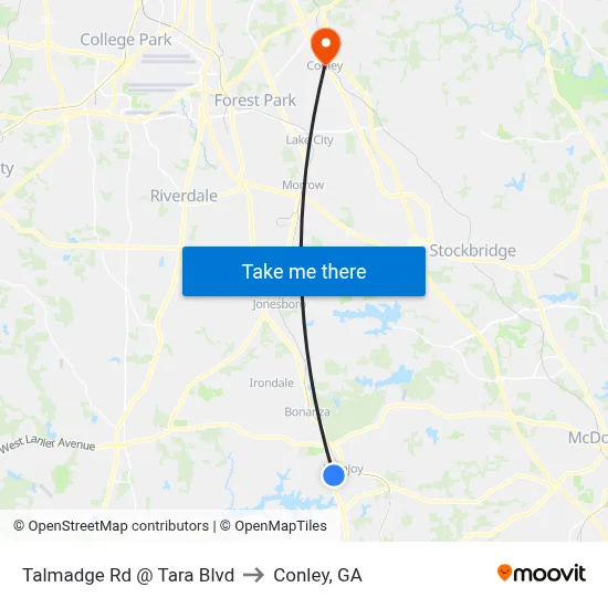 Talmadge Rd @ Tara Blvd to Conley, GA map