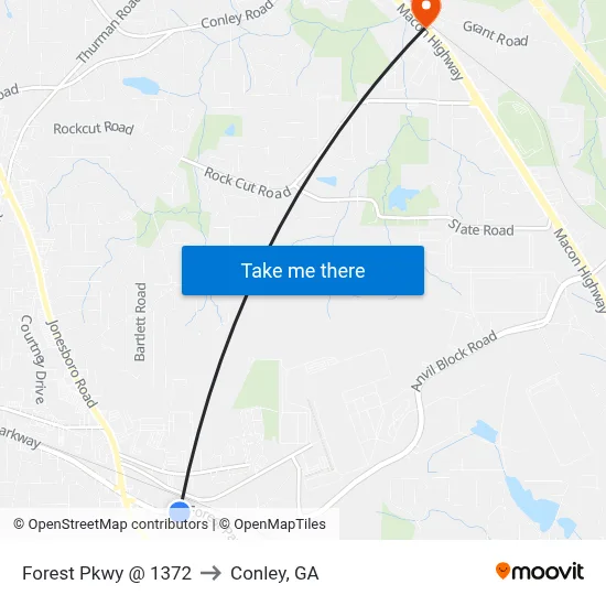 Forest Pkwy @ 1372 to Conley, GA map