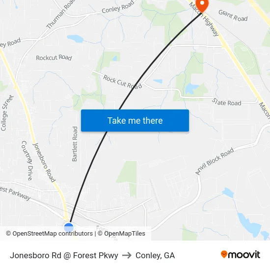Jonesboro Rd @ Forest Pkwy to Conley, GA map