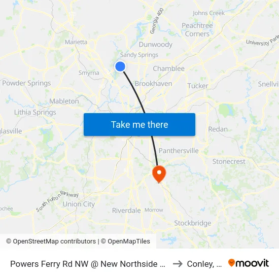 Powers Ferry Rd NW @ New Northside Dr NW to Conley, GA map