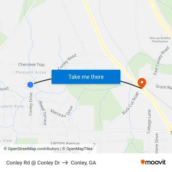 Conley Rd @ Conley Dr to Conley, GA map