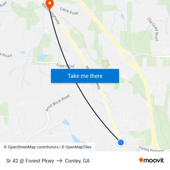 Sr 42 @ Forest Pkwy to Conley, GA map