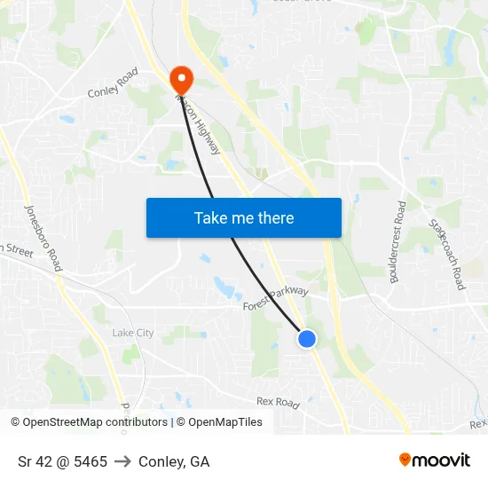 Sr 42 @ 5465 to Conley, GA map