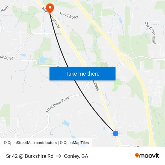 Sr 42 @ Burkshire Rd to Conley, GA map