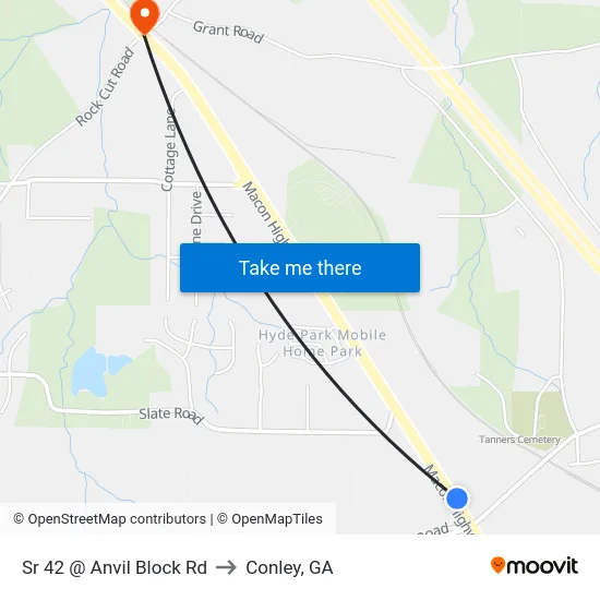 Sr 42 @ Anvil Block Rd to Conley, GA map
