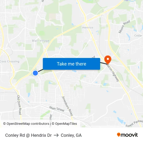 Conley Rd @ Hendrix Dr to Conley, GA map