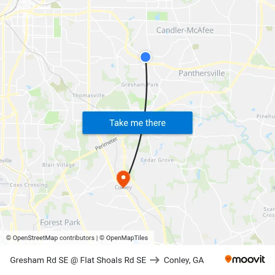 Gresham Rd SE @ Flat Shoals Rd SE to Conley, GA map