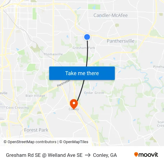 Gresham Rd SE @ Welland Ave SE to Conley, GA map