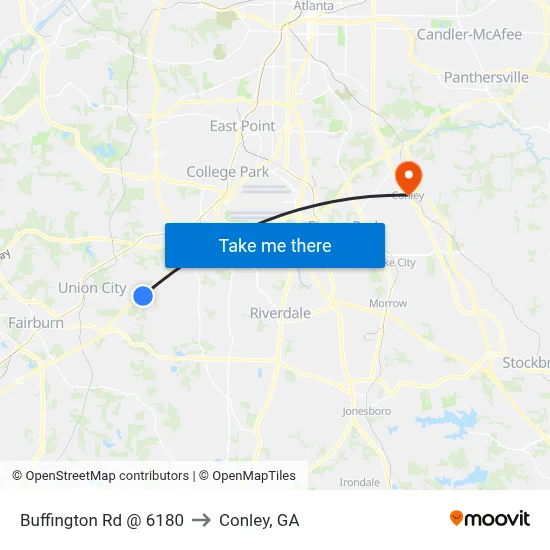 Buffington Rd @ 6180 to Conley, GA map
