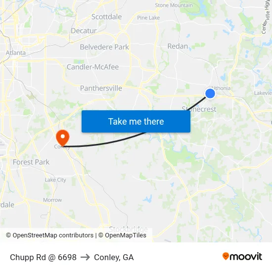 Chupp Rd @ 6698 to Conley, GA map