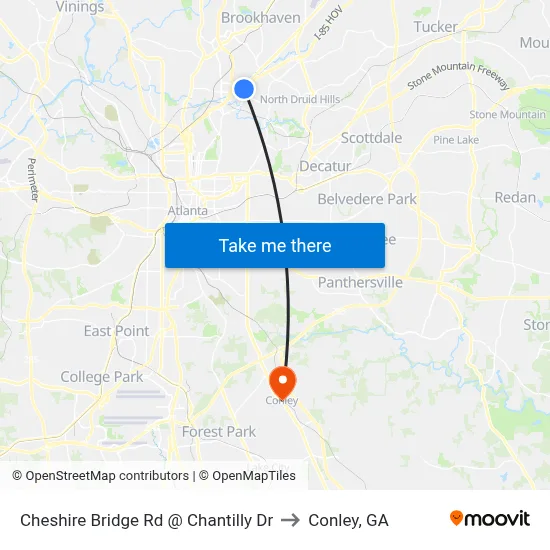Cheshire Bridge Rd @ Chantilly Dr to Conley, GA map