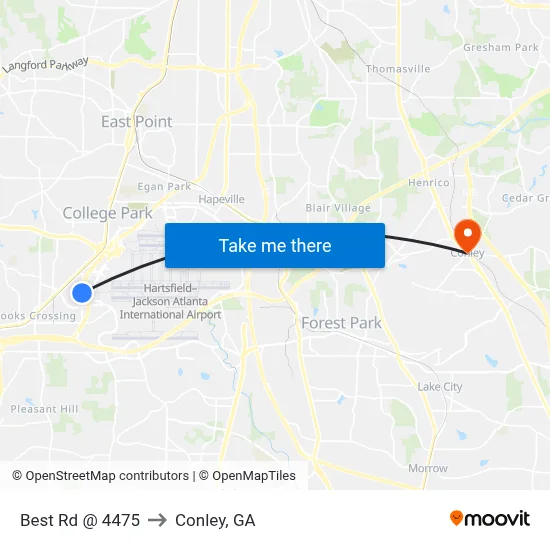 Best Rd @ 4475 to Conley, GA map