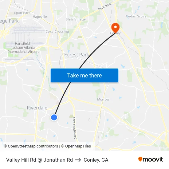 Valley Hill Rd @ Jonathan Rd to Conley, GA map