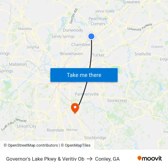 Governor's Lake Pkwy & Veritiv Ob to Conley, GA map