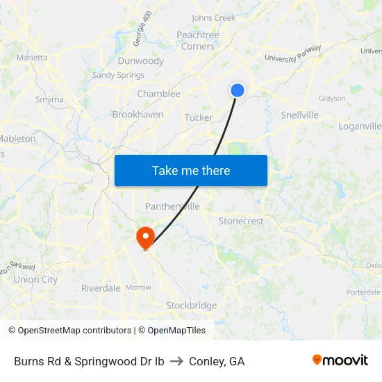 Burns Rd & Springwood Dr Ib to Conley, GA map