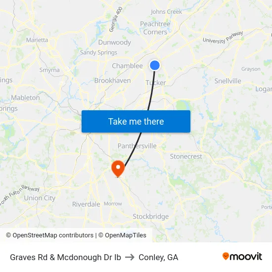 Graves Rd & Mcdonough Dr Ib to Conley, GA map