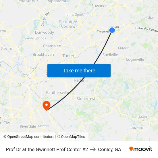 Prof Dr at the Gwinnett Prof Center #2 to Conley, GA map