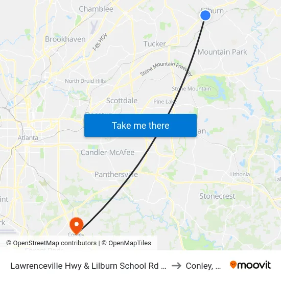 Lawrenceville Hwy & Lilburn School Rd Ob to Conley, GA map