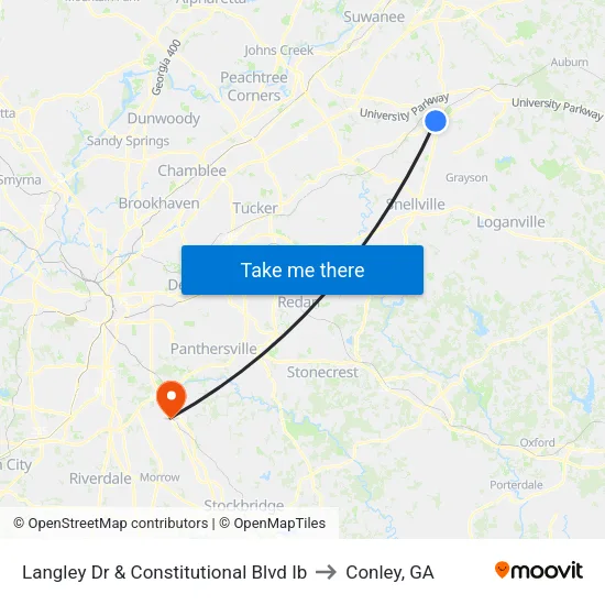 Langley Dr & Constitutional Blvd Ib to Conley, GA map