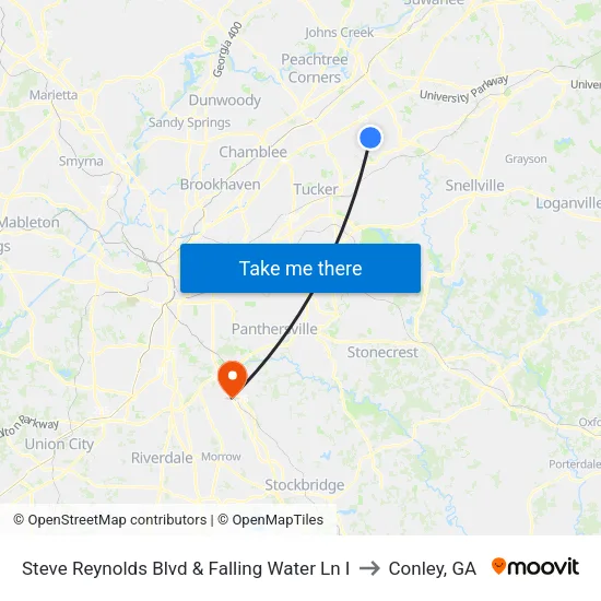 Steve Reynolds Blvd & Falling Water Ln I to Conley, GA map