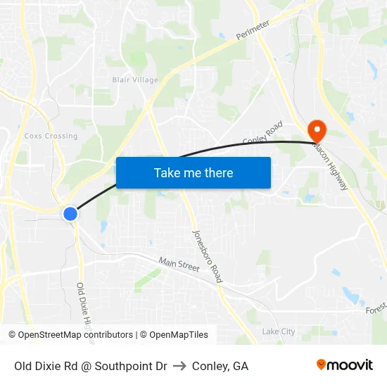 Old Dixie Rd @ Southpoint Dr to Conley, GA map