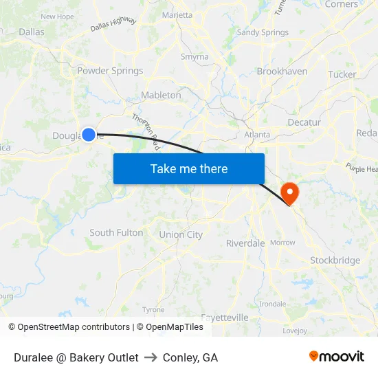 Duralee @ Bakery Outlet to Conley, GA map
