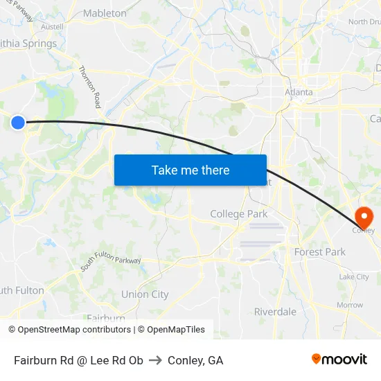Fairburn Rd @ Lee Rd Ob to Conley, GA map