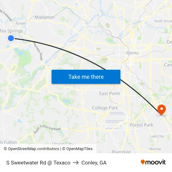 S Sweetwater Rd @ Texaco to Conley, GA map