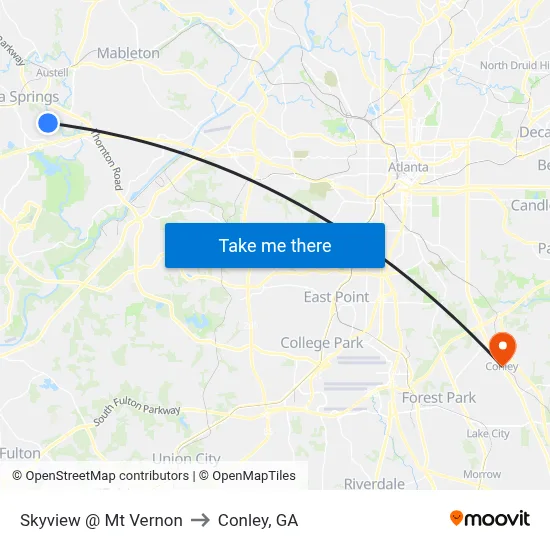Skyview @ Mt Vernon to Conley, GA map
