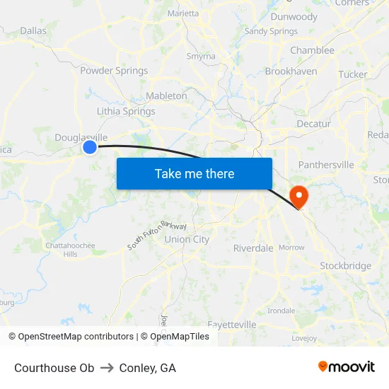 Courthouse Ob to Conley, GA map