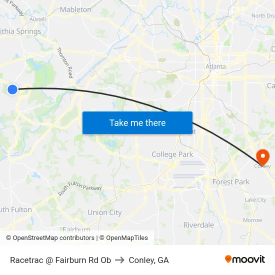 Racetrac @ Fairburn Rd Ob to Conley, GA map