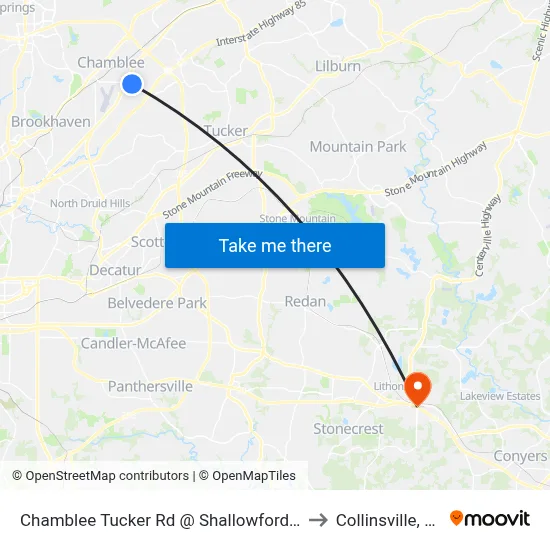 Chamblee Tucker Rd @ Shallowford Rd to Collinsville, GA map