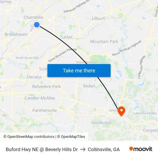 Buford Hwy NE @ Beverly Hills Dr to Collinsville, GA map