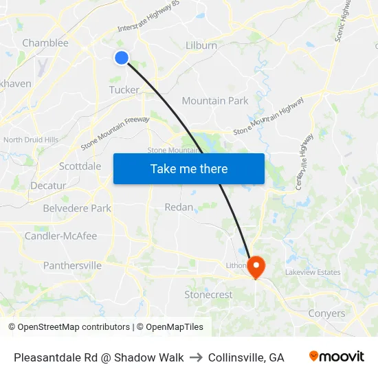 Pleasantdale Rd @ Shadow Walk to Collinsville, GA map