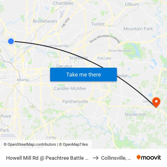 Howell Mill Rd @ Peachtree Battle Av to Collinsville, GA map