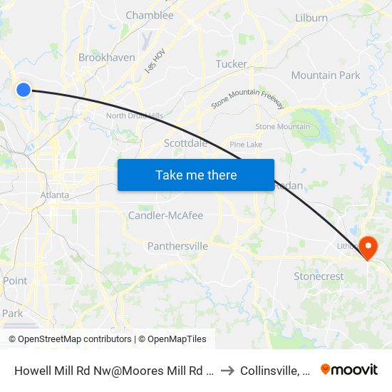 Howell Mill Rd Nw@Moores Mill Rd NW to Collinsville, GA map