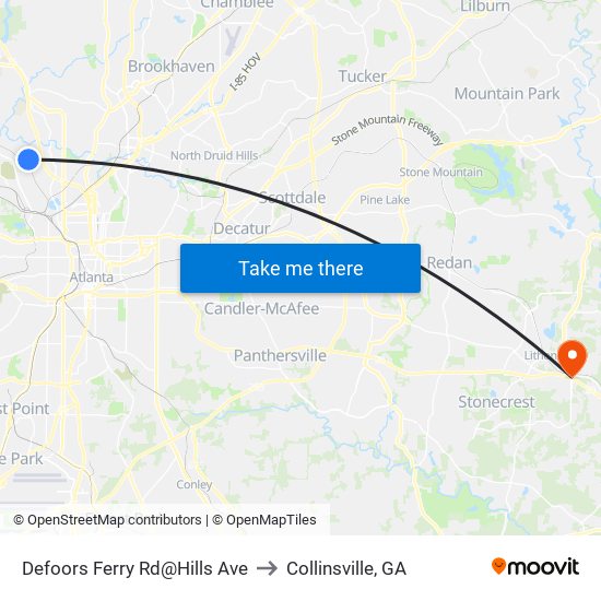 Defoors Ferry Rd@Hills Ave to Collinsville, GA map