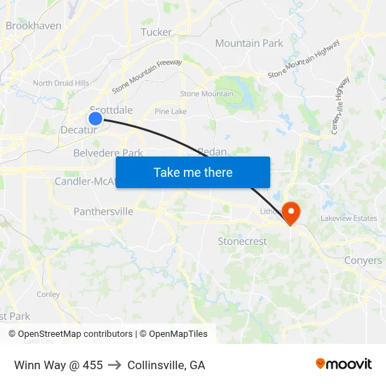 Winn Way @ 455 to Collinsville, GA map