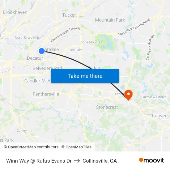 Winn Way @ Rufus Evans Dr to Collinsville, GA map