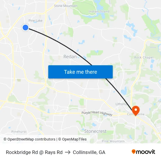 Rockbridge Rd @ Rays Rd to Collinsville, GA map