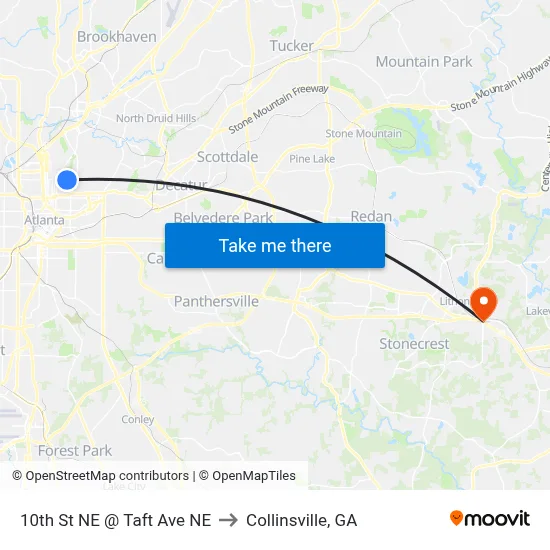 10th St NE @ Taft Ave NE to Collinsville, GA map