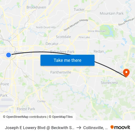 Joseph E Lowery Blvd @ Beckwith St SW to Collinsville, GA map