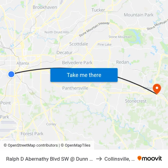 Ralph D Abernathy Blvd SW @ Dunn St SW to Collinsville, GA map