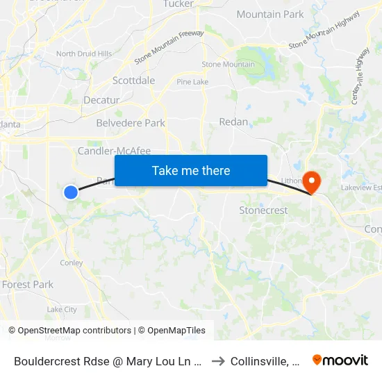 Bouldercrest Rdse @ Mary Lou Ln SE to Collinsville, GA map