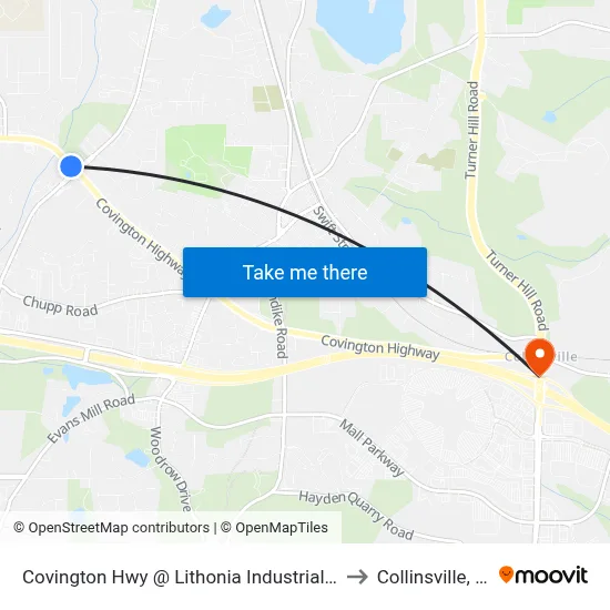 Covington Hwy @ Lithonia Industrial Blvd to Collinsville, GA map