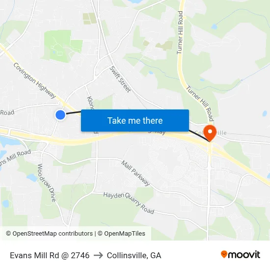 Evans Mill Rd @ 2746 to Collinsville, GA map