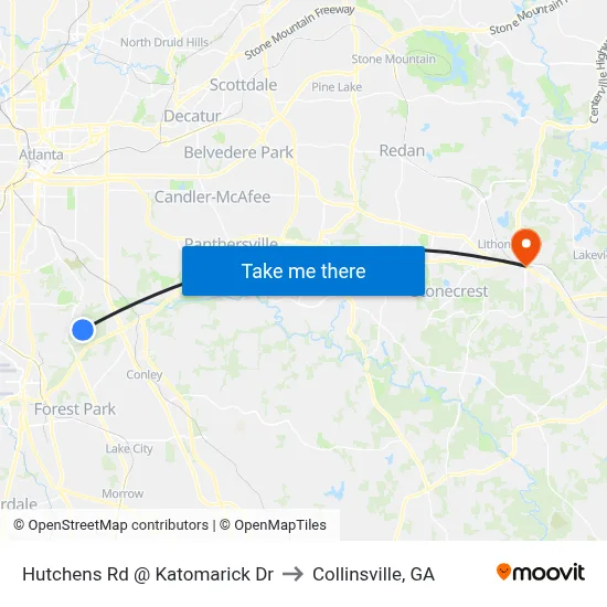 Hutchens Rd @ Katomarick Dr to Collinsville, GA map