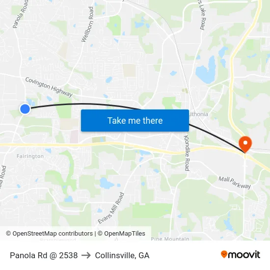 Panola Rd @ 2538 to Collinsville, GA map