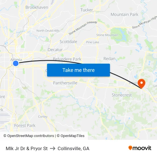 Mlk Jr Dr & Pryor St to Collinsville, GA map