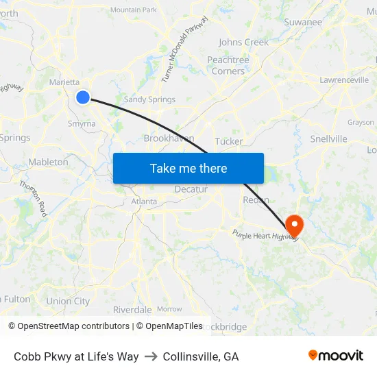Cobb Pkwy at Life's Way to Collinsville, GA map